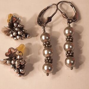 Elegant Sterling Silver 925Pearl Earrings Set